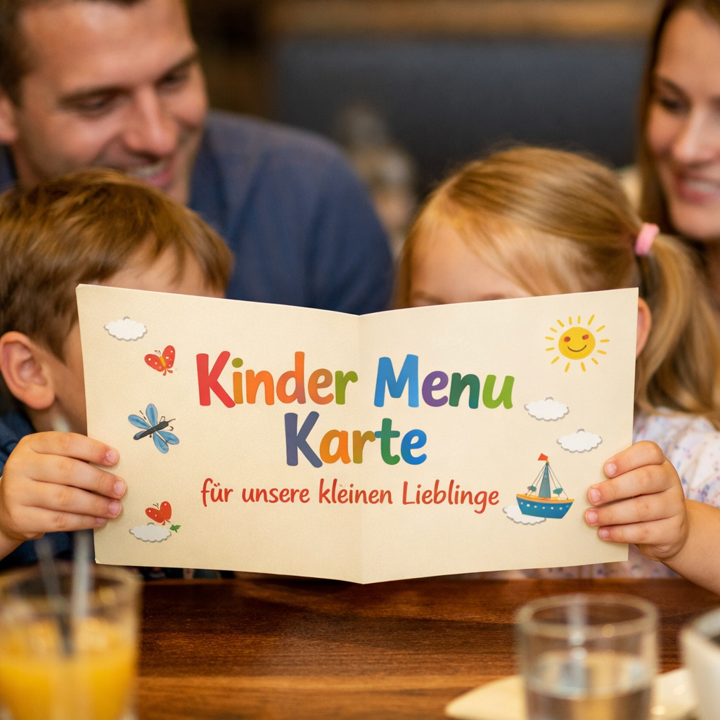 Kinderfreundliches Gericht auf buntem Teller